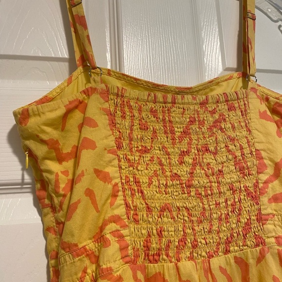 Derek Lam Women’s Sleeveless Midi Cotton Yellow Pink Ruffle Dress size 40 medium - Picture 4 of 13